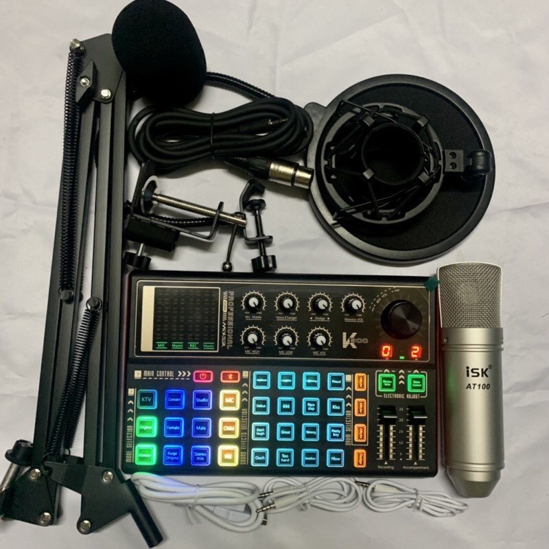 Chọn Bộ hát mic thu âm karaoke Micro AT100-Chính hãng kèm sound card k300 chân kẹp màng lọc mới nhất bảo hành 12 tháng