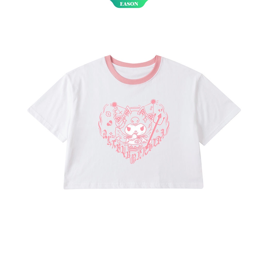 Áo Thun Ngắn Dáng Rộng In Hoạt Hình Sanrio Kuromi Phong Cách Hàn Quốc Thời Trang Mùa Hè Cho Nữ