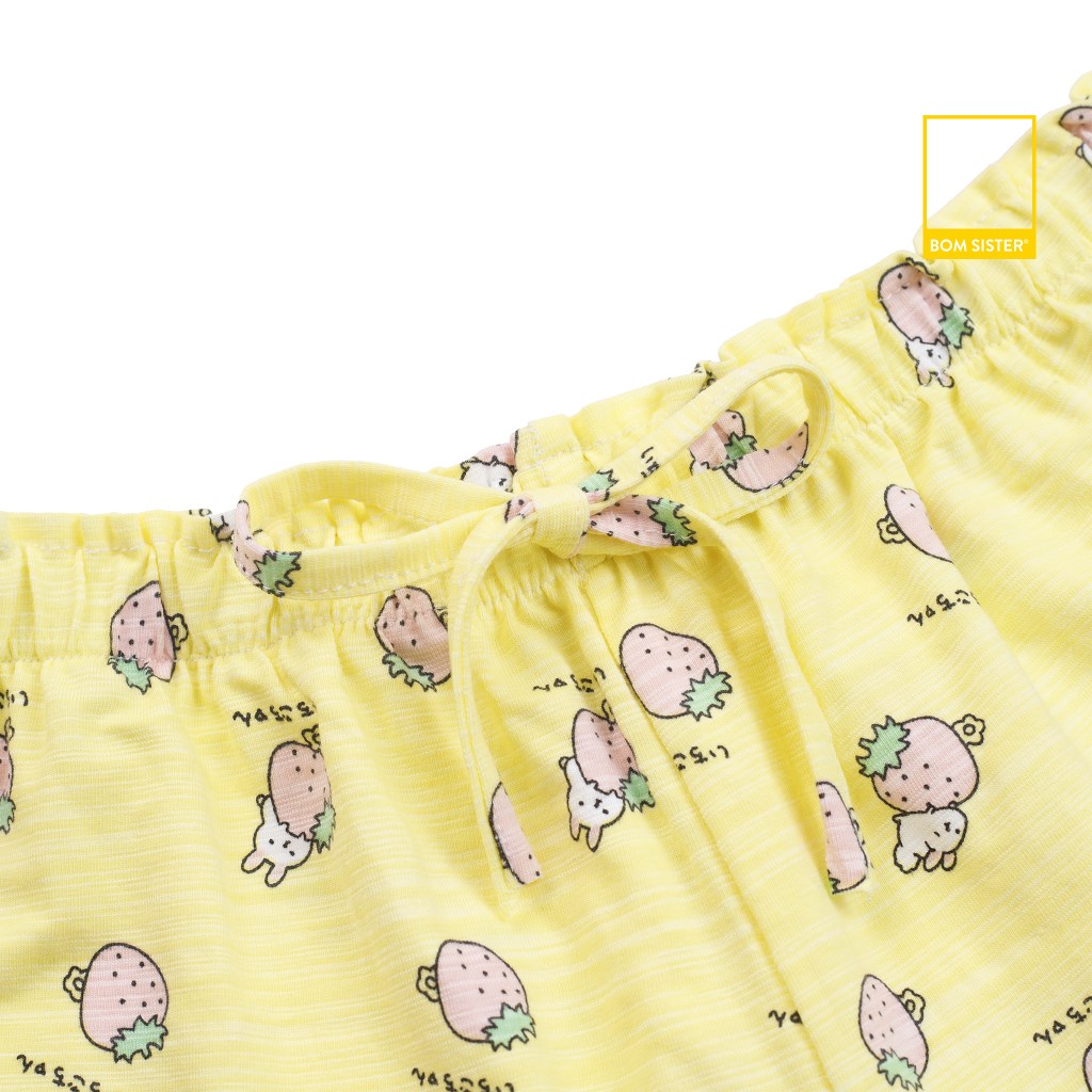 Quần đùi ngủ cotton chân bèo họa tiết dễ thương BOM SISTER QT00010