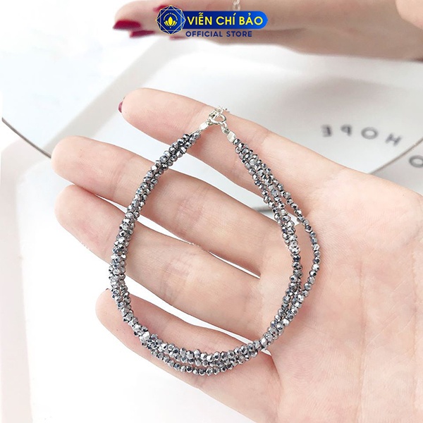 Lắc tay bạc nữ chuỗi Pha Lê trơn nhiều màu chốt bạc 925 thời trang phụ kiện trang sức nữ Viễn Chí Bảo L400643