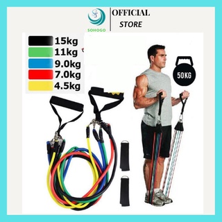 [HÀNG CÓ SẴN]-Bộ 11 Dây Kéo Tập Thể Dục, Dây Cao Su Tập Gym 11 Chi Tiết