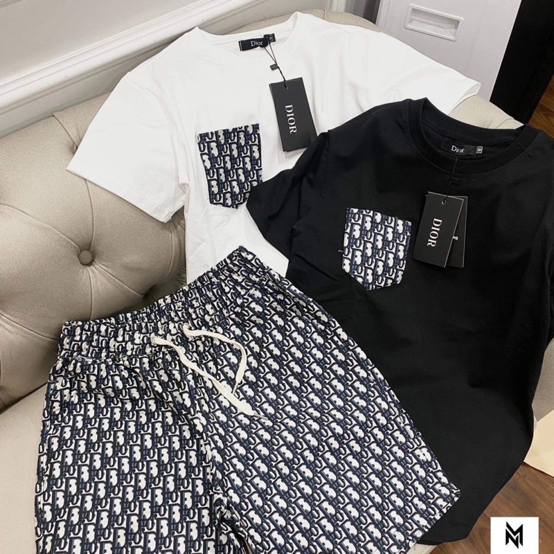 Set bộ thun Dior-2340 vân chìm túi ngực, bộ thể thao Diorr hot trend 2022, Bin Store
