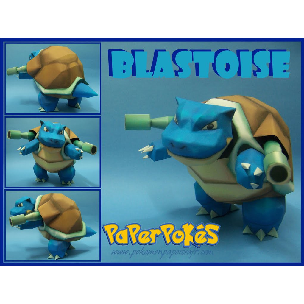 Gen1 / 009 / BLASTOISE v1 - Pokémon Papercraft - 7 Tờ KIT Mô Hình Giấy Papercraft