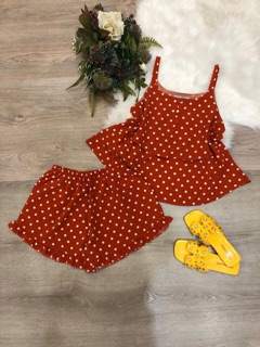 Bộ đùi 2 dây chấm bi lụa siêu mát