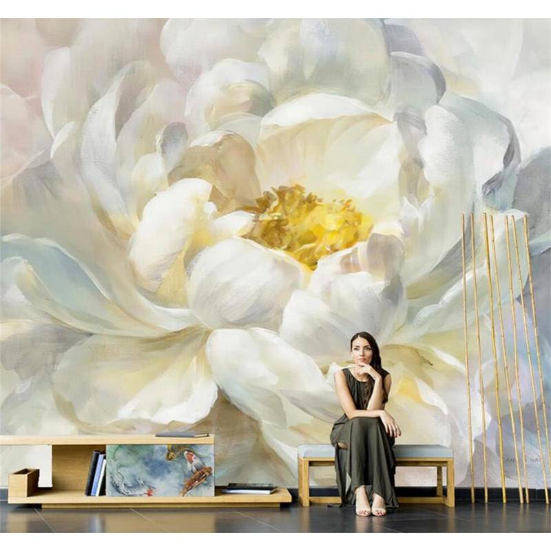 Giấy Dán Tường Họa Tiết Hoa 3D Vẽ Tay Trang Trí Nội Thất