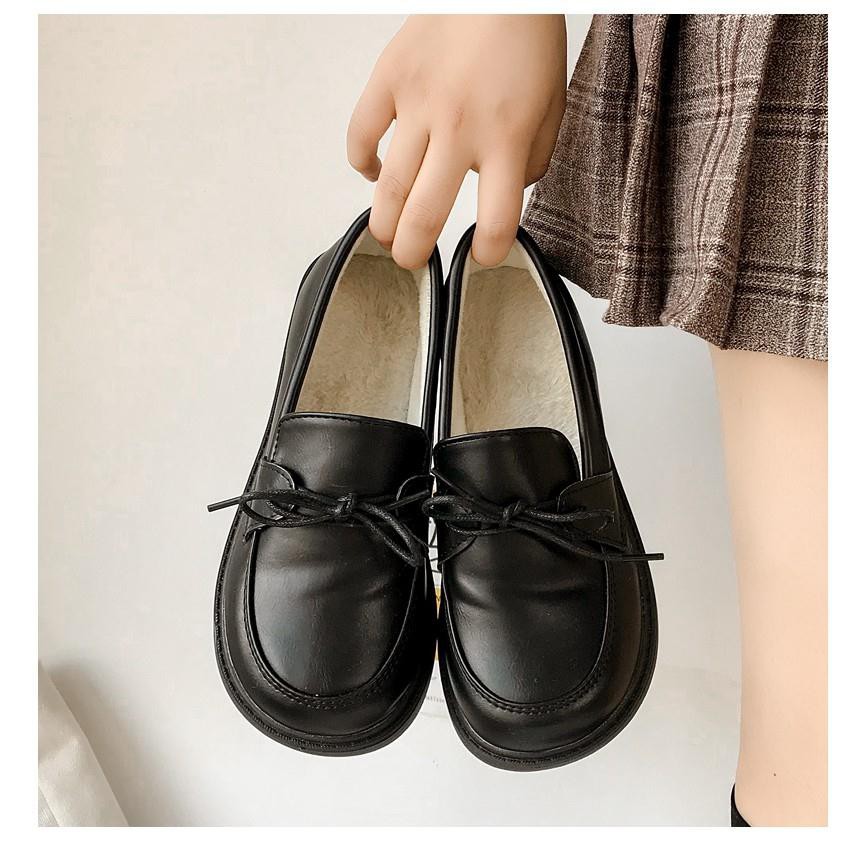 2021 Giày ulzzang mũi tròn dây nơ Hàng quảng châu
