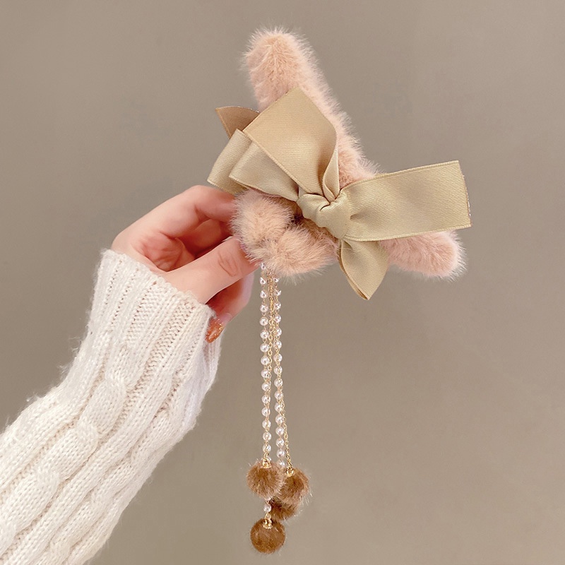 Kẹp Tóc Hình Nơ Phối Tua Rua Thời Trang Hàn Quốc Cho Nữ