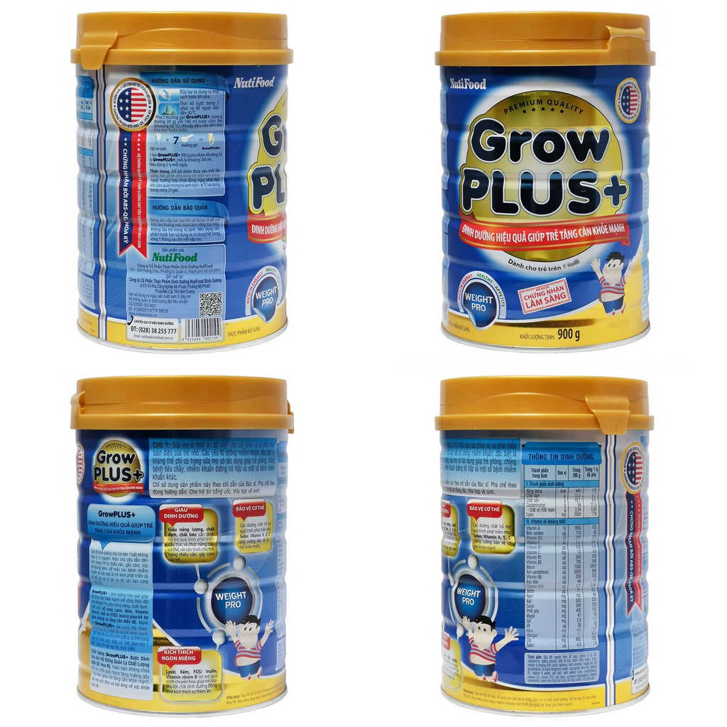 SỮA BỘT NUTIFOOD GROW PLUS+ ĐỦ LOẠI 780/900G