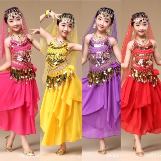 Set Áo Váy Belly Dance Ấn Độ Cao Cấp Màu Hồng