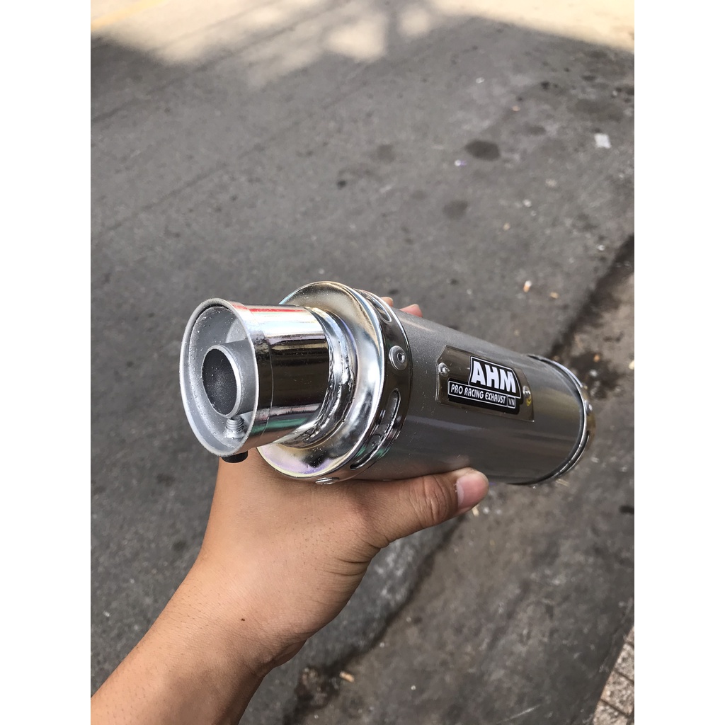 Pô xe, Pô AHM trắng Inox tặng kèm pát lon pô xe máy