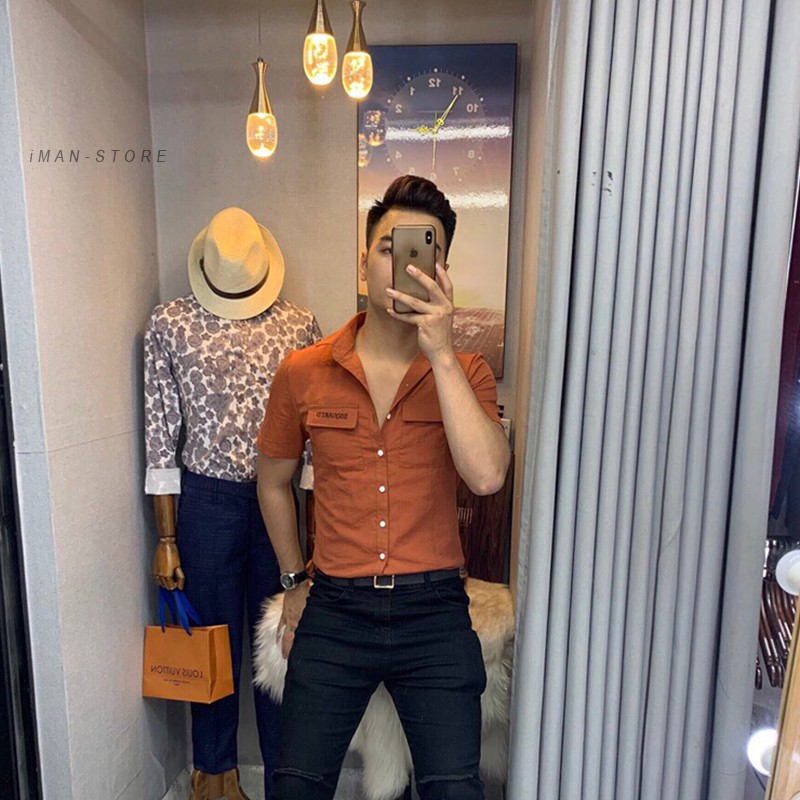 Áo Sơ Mi Đũi Ngắn Tay Túi Hộp, Áo Sơ Mi Nam Hàn Quốc Chất Đũi DS-Squareds Siêu Mịn, Thoáng Mát | BigBuy360 - bigbuy360.vn