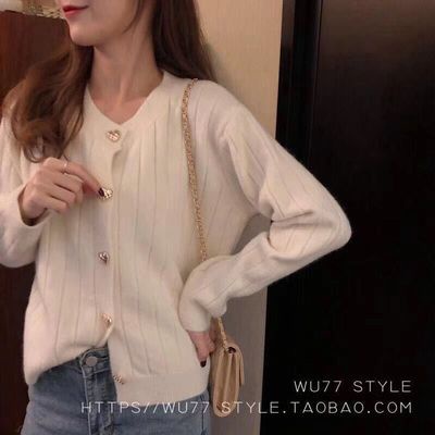 Áo Khoác Cardigan Dệt Kim Tay Dài Dáng Rộng Phong Cách Hàn Quốc