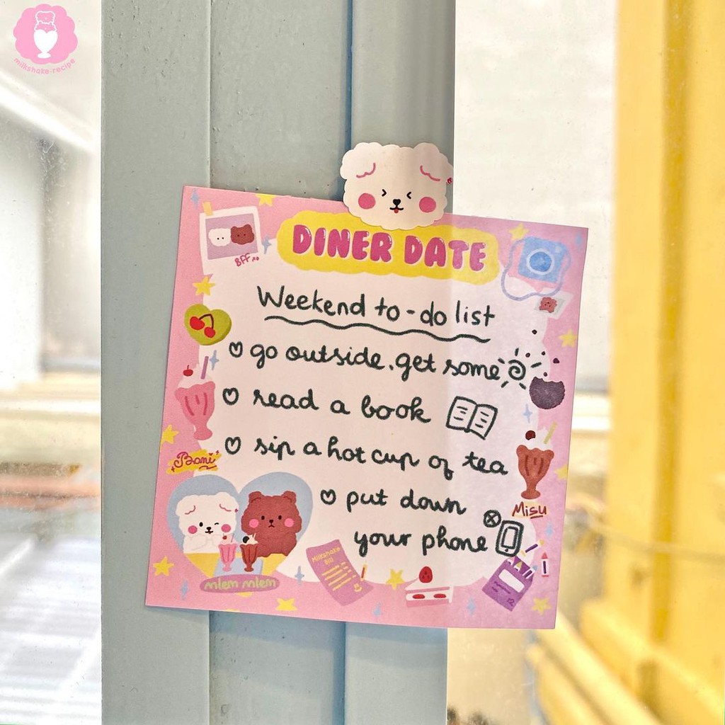 Giấy note cute, giấy nhớ dễ thương Diner Date (50 tờ)