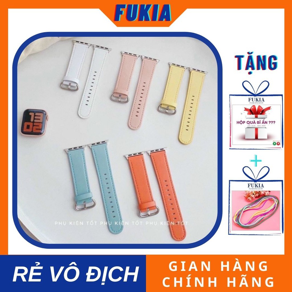 Dây da trơn khoá tròn cao cấp dành cho Apple Watch đồng hồ thông minh Series 1/2/3/4/5/6/7/SE size 38/40/41/42/44/45mm