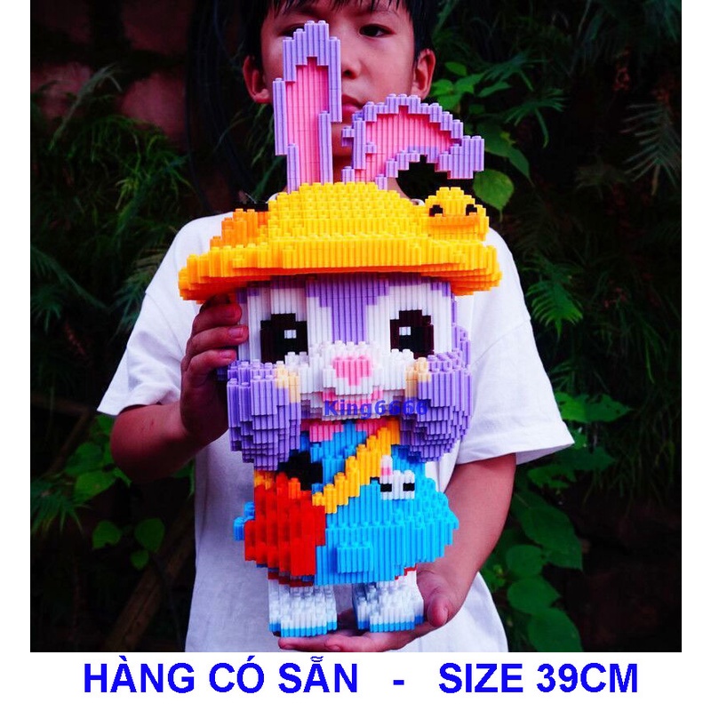 Đồ chơi lắp ghép 3d mô hình lắp ráp thỏ tím Stella Lou cỡ lớn 39cm đồ chơi nhân vật hoạt hình đáng yêu cho bé E1152