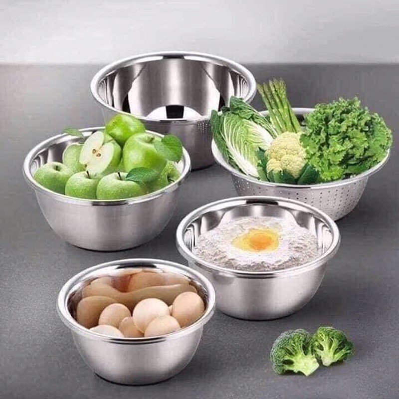 SET 5 MÓN RỔ VÀ THAU INOX | BigBuy360 - bigbuy360.vn