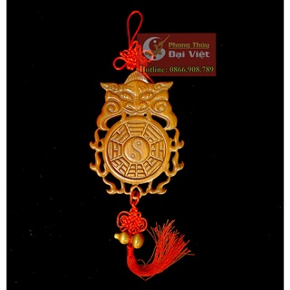 Gương bát quái hổ phù gỗ đào hoá sát