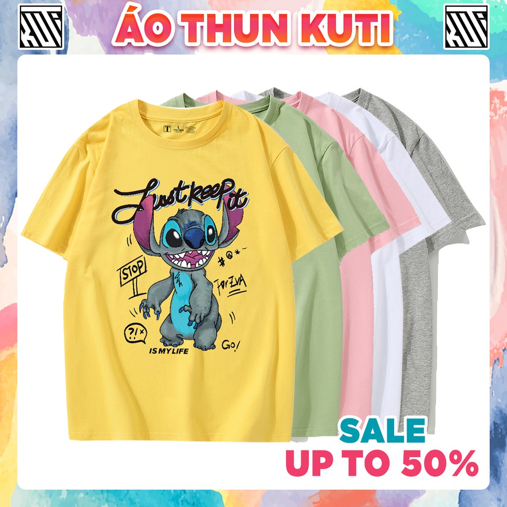 Áo Thun Tay Lỡ Stitch Unisex Kuti Basic Tee Phông Trơn Nam Nữ Form Rộng Oversize 6 Màu Phong Cách Ulzzang Hàn Quốc