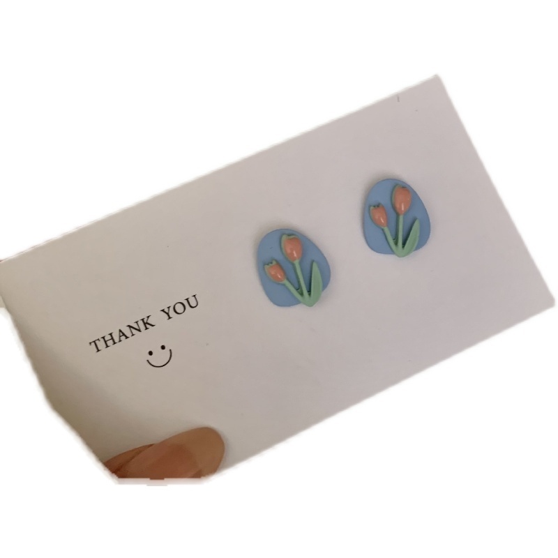 Bông Tai Mạ BạC 925 HìNh Hoa Tulip Xinh XắN