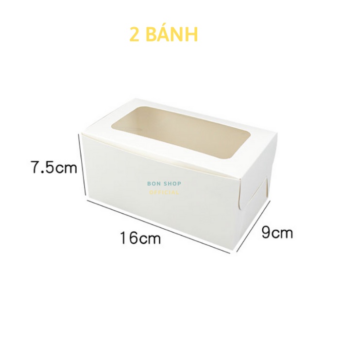 Set 5 Hộp giấy đựng bánh Cupcake màu Trắng kèm đế rời - Nhiều Size