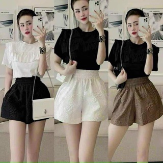 Quần short nữ dập nổi 3D xốp phồng hàng đẹp xinh xắn
