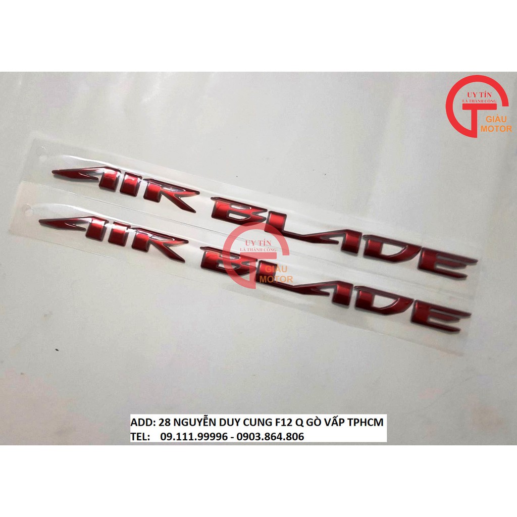 [GIÁ SỐC] CẶP CHỮ AIR BLADE LOẠI TỐT MÀU ĐỎ MẪU 02 DÁN XE HONDA AIR BLADE 2013 ,TINH SẢO