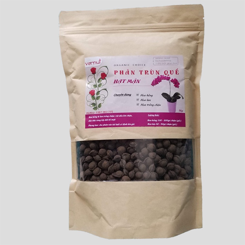 Phân Trùn Quế Hạt Mận (phân giải chậm) Vernuts – Túi 1kg