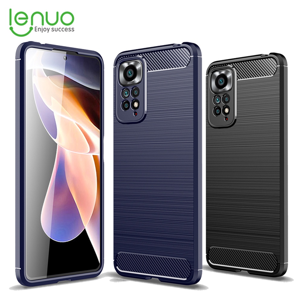 Ốp điện thoại LENUO sợi cacbon xước cho Xiaomi Redmi Note 11 Pro Note 11S Note 10 Pro Note 10 4G Note 10S Note 10 5G