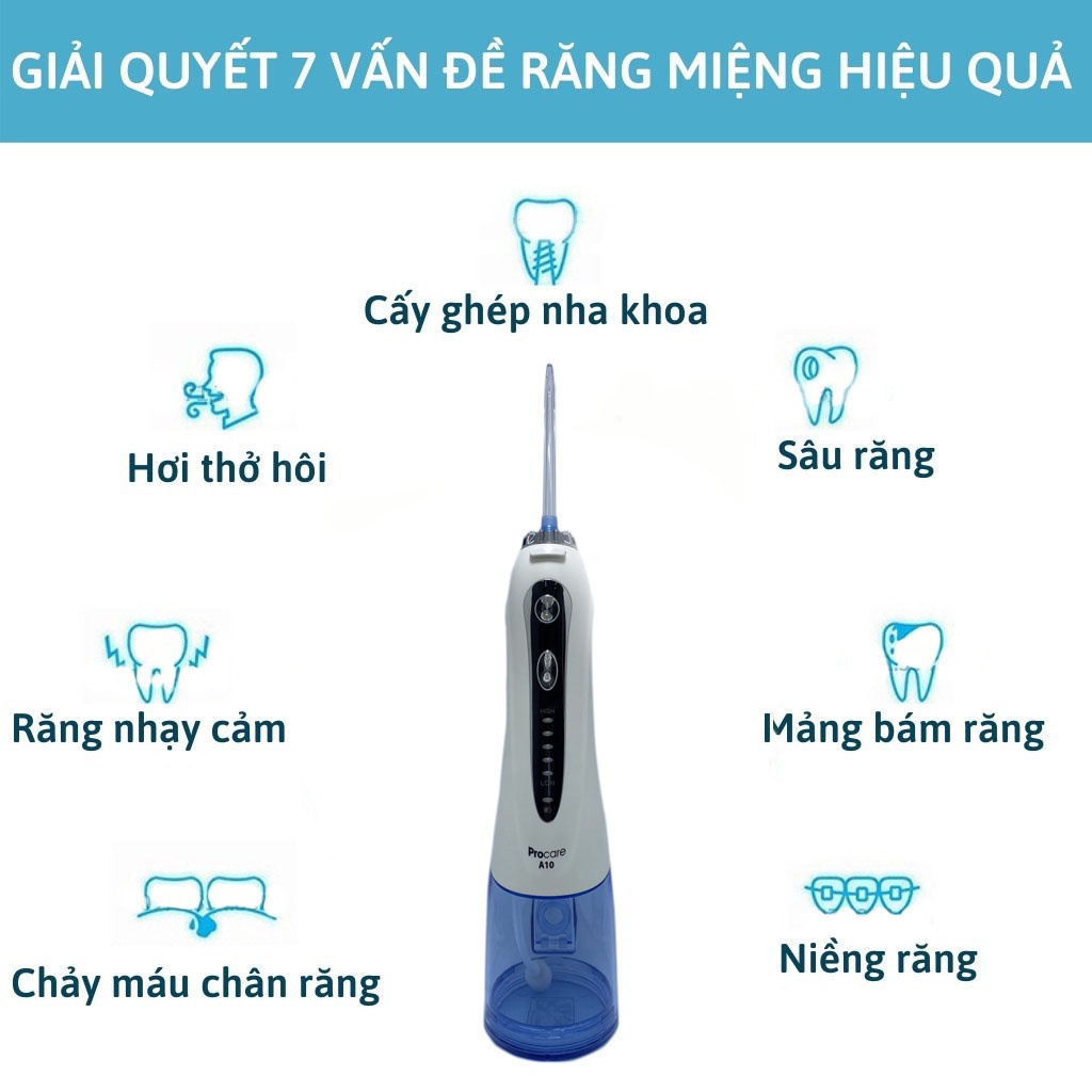 Máy tăm nước cao cấp PROCARE A10 Thế Hệ Mới | Hàng Chính Hãng - Chăm Sóc Răng Miệng Hiệu Quả