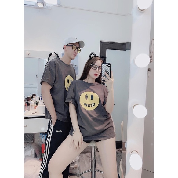 Áo Thun Mặt Cười DREW - Áo Phông Tay Lỡ Unisex Nam Nữ Phong Cách Trẻ Trung Hot Trend