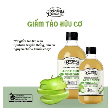 Giấm Táo Hữu Cơ Barnes Naturals Úc 500ml