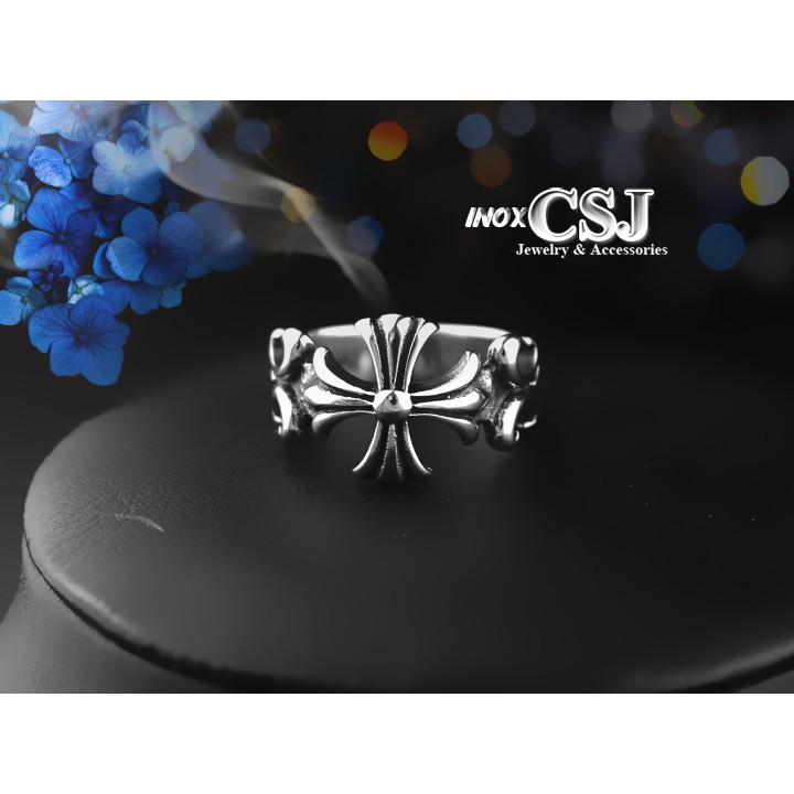 NHẪN NAM INOX THỜI TRANG CHROME HEARTS đẹp, không đen - tặng hộp đựng xinh xắn