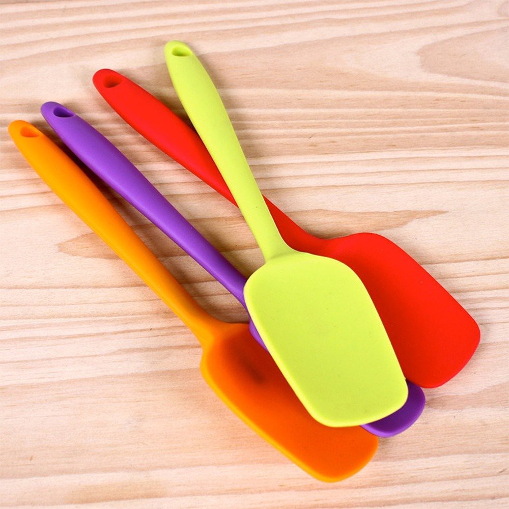 Spatula Phới Trộn Bột, Phới Dẹt Silicon - Xẻng Chiên Rán Thân Silicon