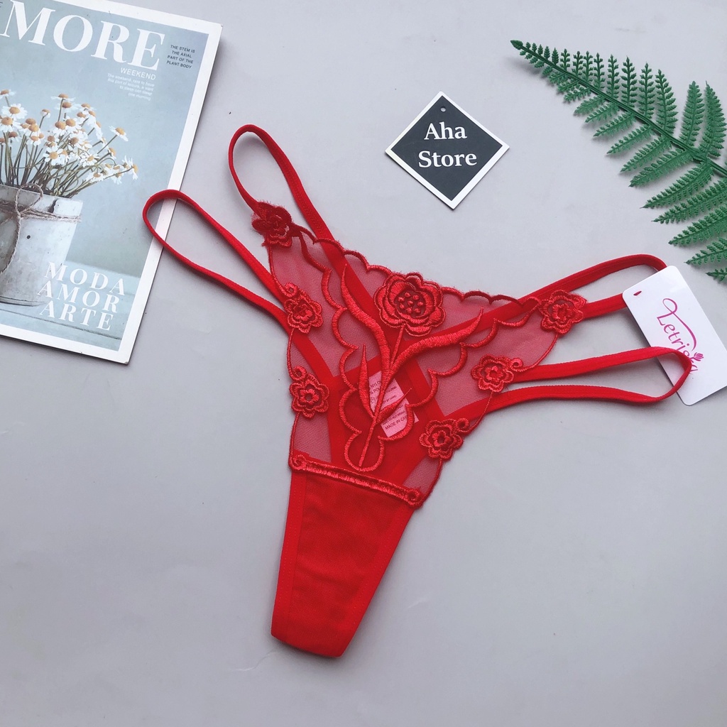 Quần lót ren lọt khe 2 dây xuyên thấu sexy quyến rũ  YiOn Underwear QK03