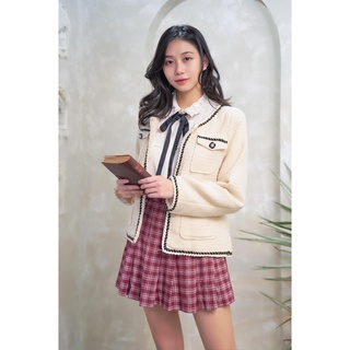 Áo khoác tweed trắng ngà