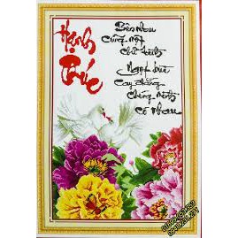 Tranh thêu chữ thập Hạnh Phúc 222696 (50x73) chưa thêu