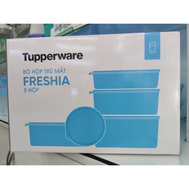 BỘ 5 HỘP BQTP BẰNG NHỰA NGUYÊN SINH AN TOÀN TRONG NGĂN MÁT TỦ LẠNH FRESHIA - TUPPERWARE.