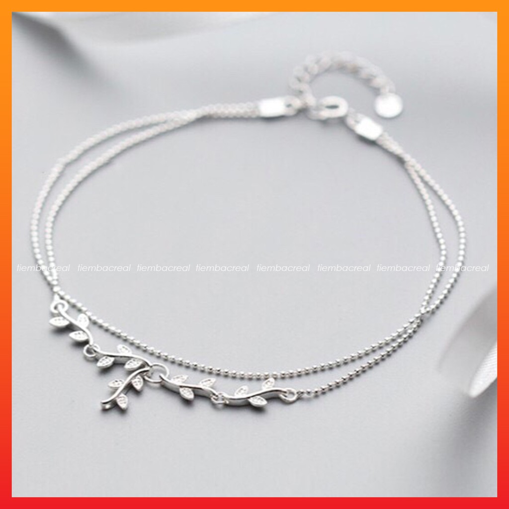 Lắc chân lá phong dây đôi chất liệu bạc ta, lắc chân bạc trẻ trung cá tính | BigBuy360 - bigbuy360.vn