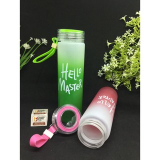 💥flash sale💥 chọn màu bình nước thủy tinh hello master 450ml có hộp