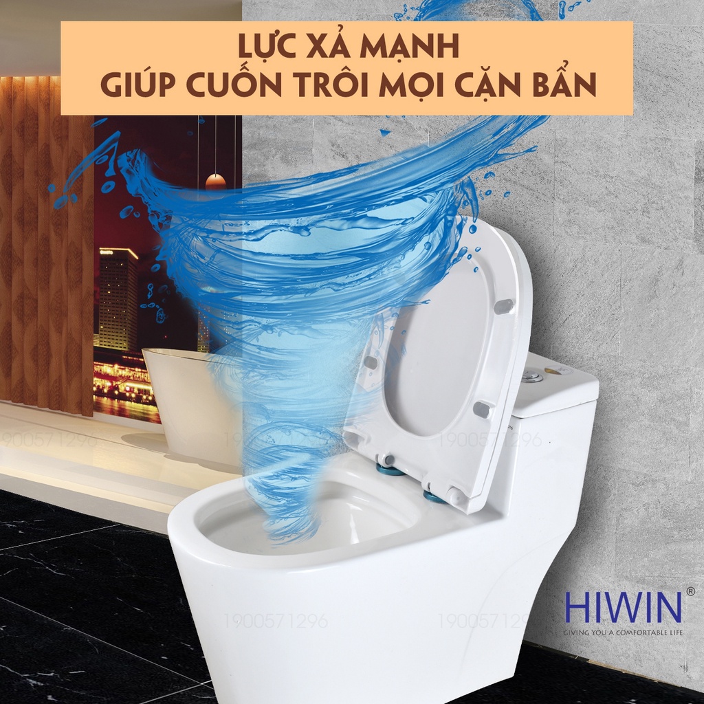 Bồn cầu sứ nguyên khối tráng men chống bám bẩn cao cấp siêu tiết kiệm nước HIWIN MT-2016