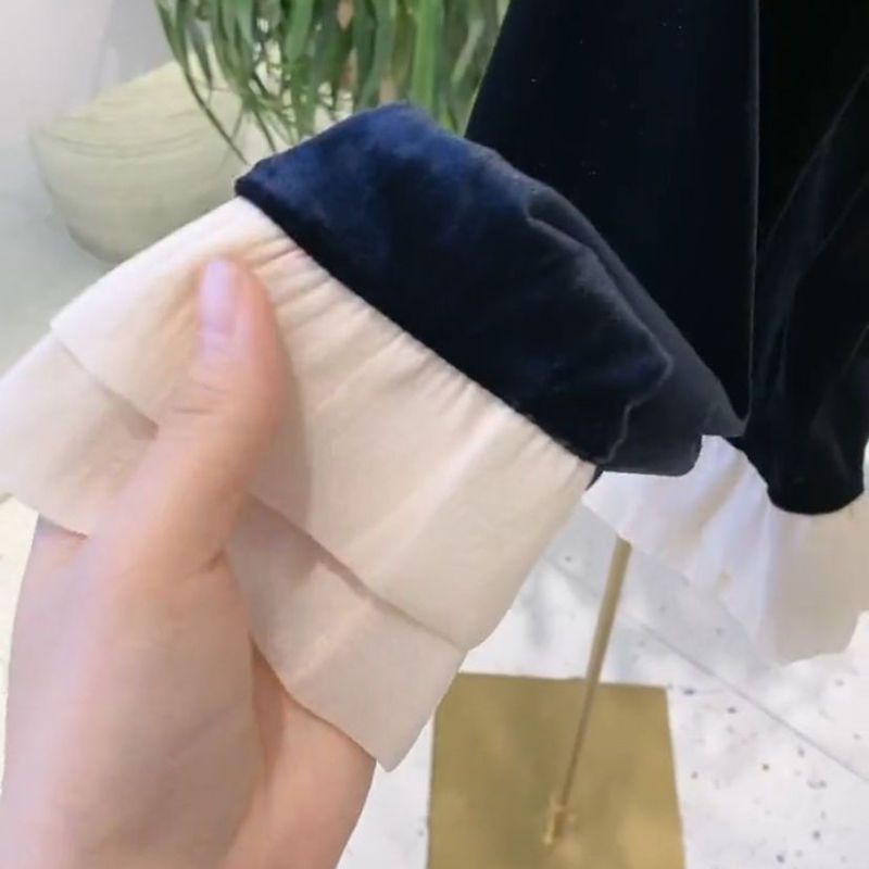 Áo Sơ Mi Nhung Thời Trang Thu Đông Phong Cách Pháp Dành Cho Nữ