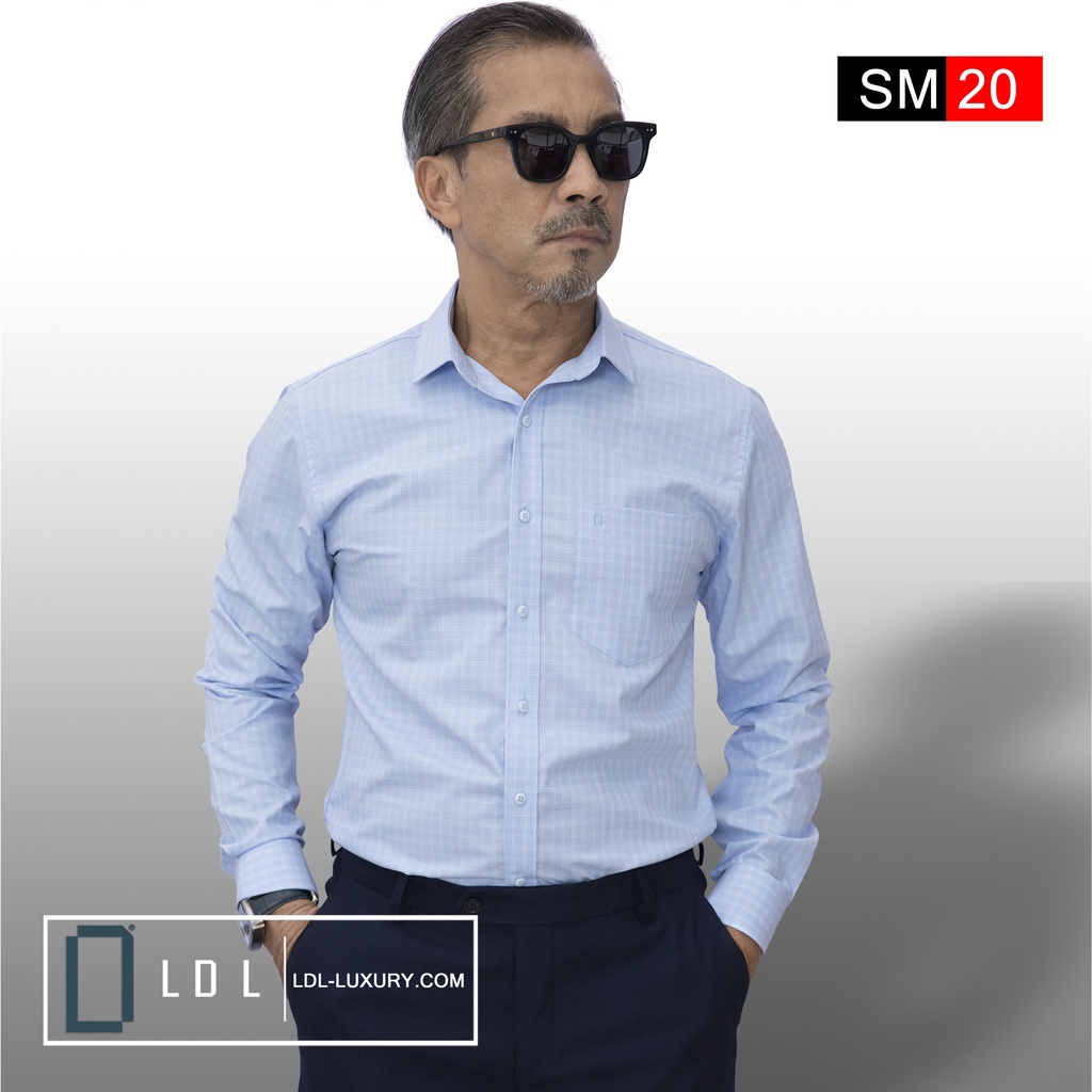 Áo sơ mi dài tay kẻ caro chất liệu BAMBOO hạn chế nhăn nhàu, thấm hút mồ hôi thương hiệu LDL -SM 14,20