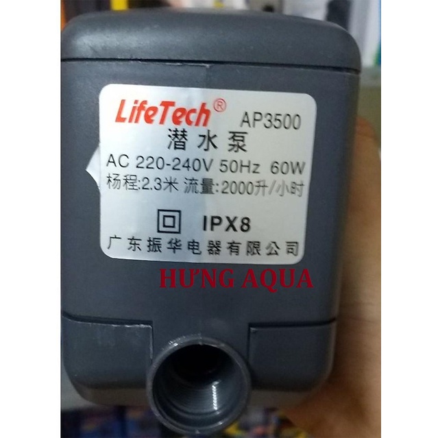 Bơm bể cá - máy bơm nước hồ cá, hồ thủy sinh, hòn non bộ, tiểu cảnh Lifetech AP-3100, AP-3500 chạy êm khỏe