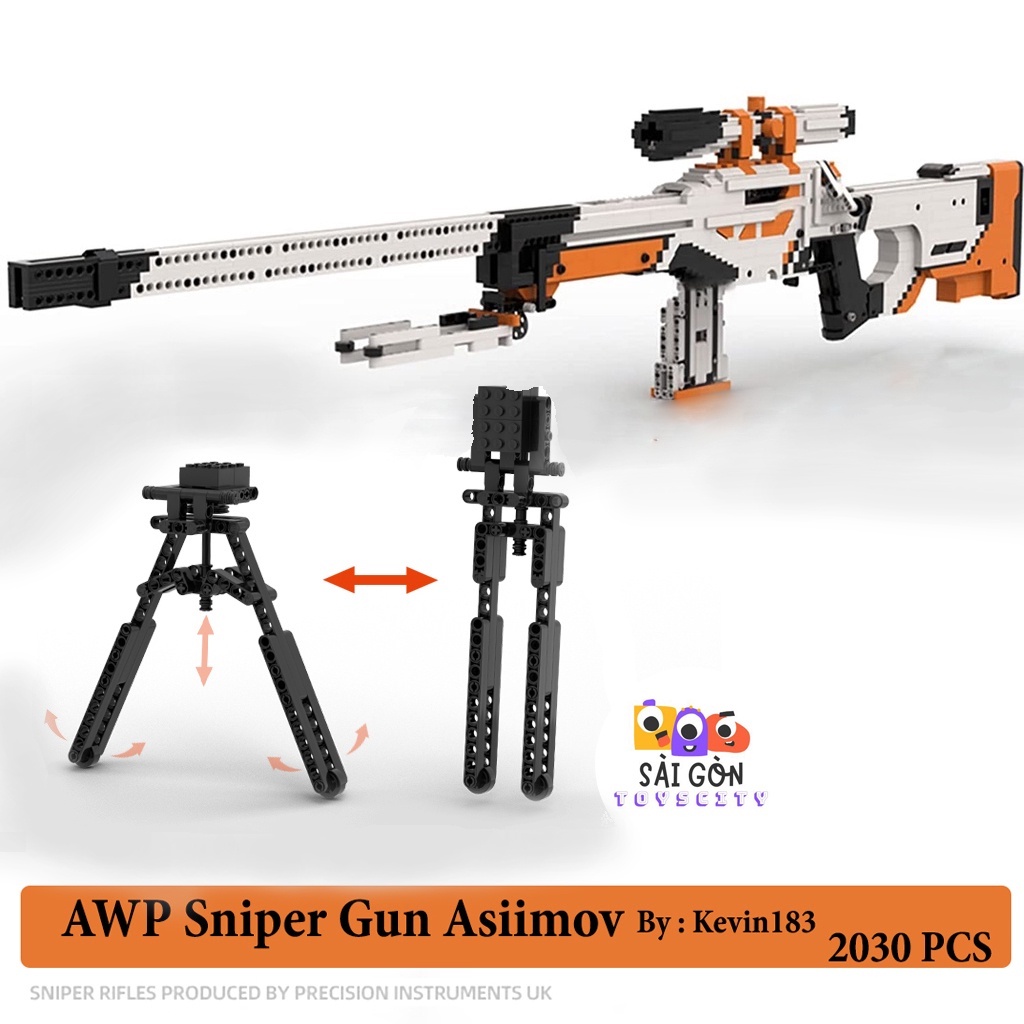Đồ Chơi Lắp Ráp Phát Triển Trí Tuệ Mô Hình Sniper AWP Asiimov CSGO, PUBG Với 2030 PCS Thiết Kế Tiêu Chuẩn Của Kevin183