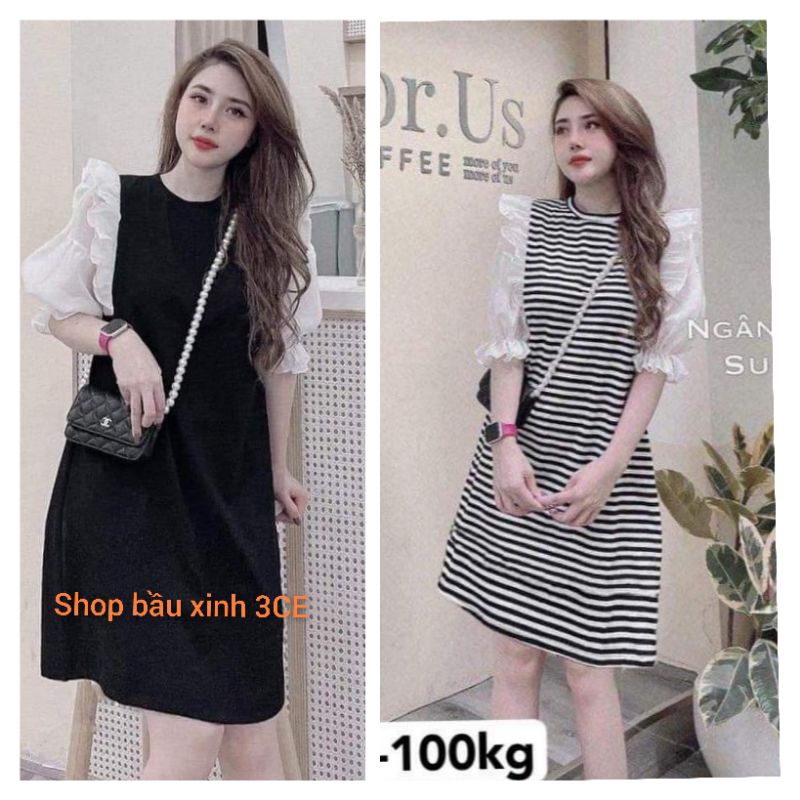 Váy bầu,đầm bầu chất cotton,tay lỡ cực điệu,bigsize đến 100kg