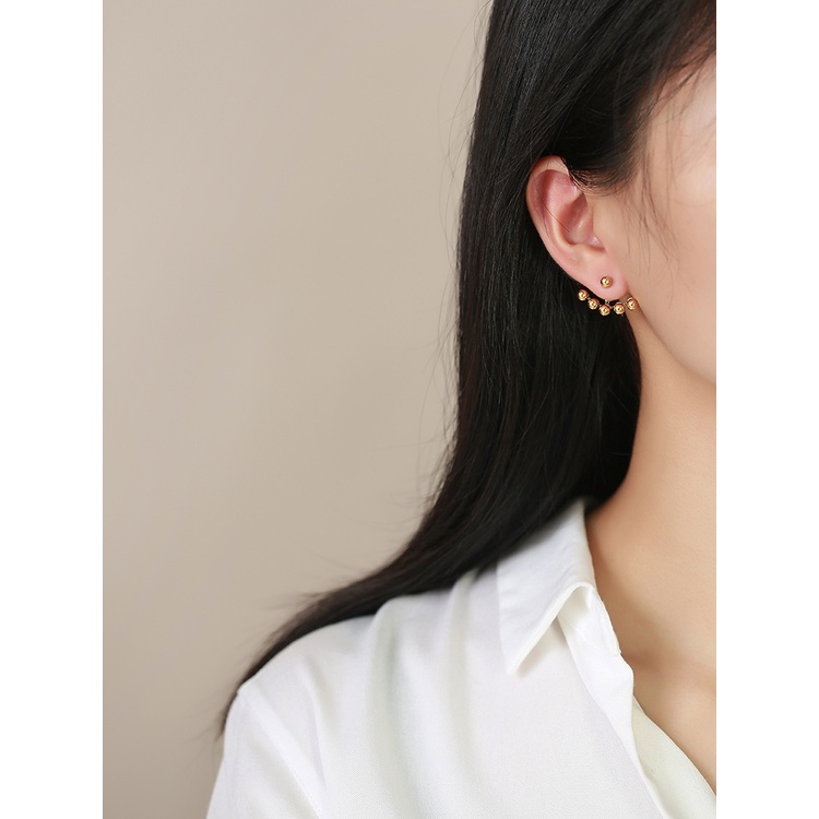 Vnox Khuyên Tai Xỏ Lỗ Bằng Thép Không Gỉ Đính Quả Cầu Ba Lỗ Màu Vàng Thời Trang Có Thể Điều Chỉnh Làm Quà Tặng Cho Nữ