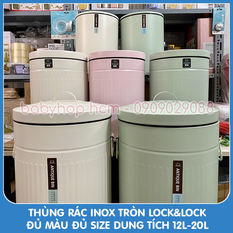 Thùng rác inox tròn Lock&Lock dung tích 3L 5L 6L 12L 20L BYP101 BYP102 BYP103 BYP104 BYP106 BYP122 BYP124 BYP125 BYP126