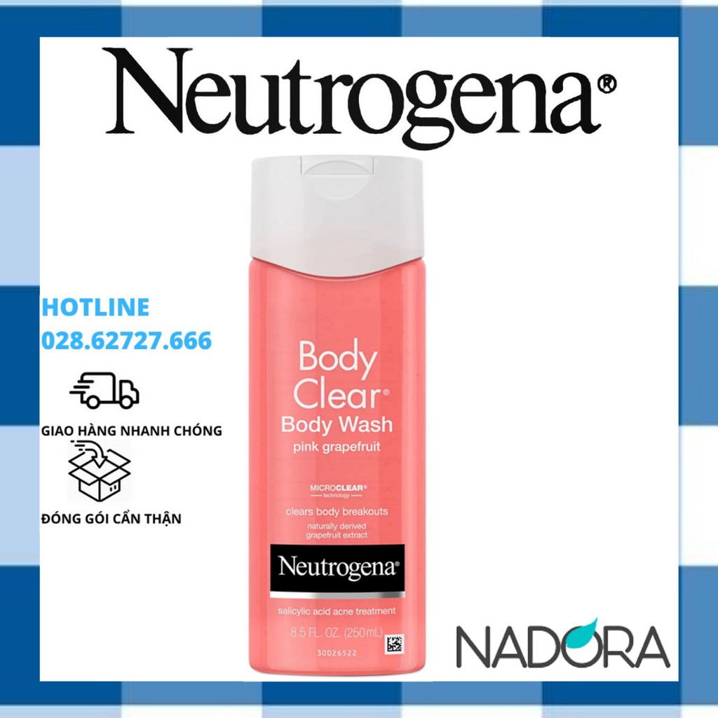 Sữa tắm Loại Bỏ Mụn Cơ Thể Neutrogena Body Clear Body Wash Pink Grapefruit (250ml)