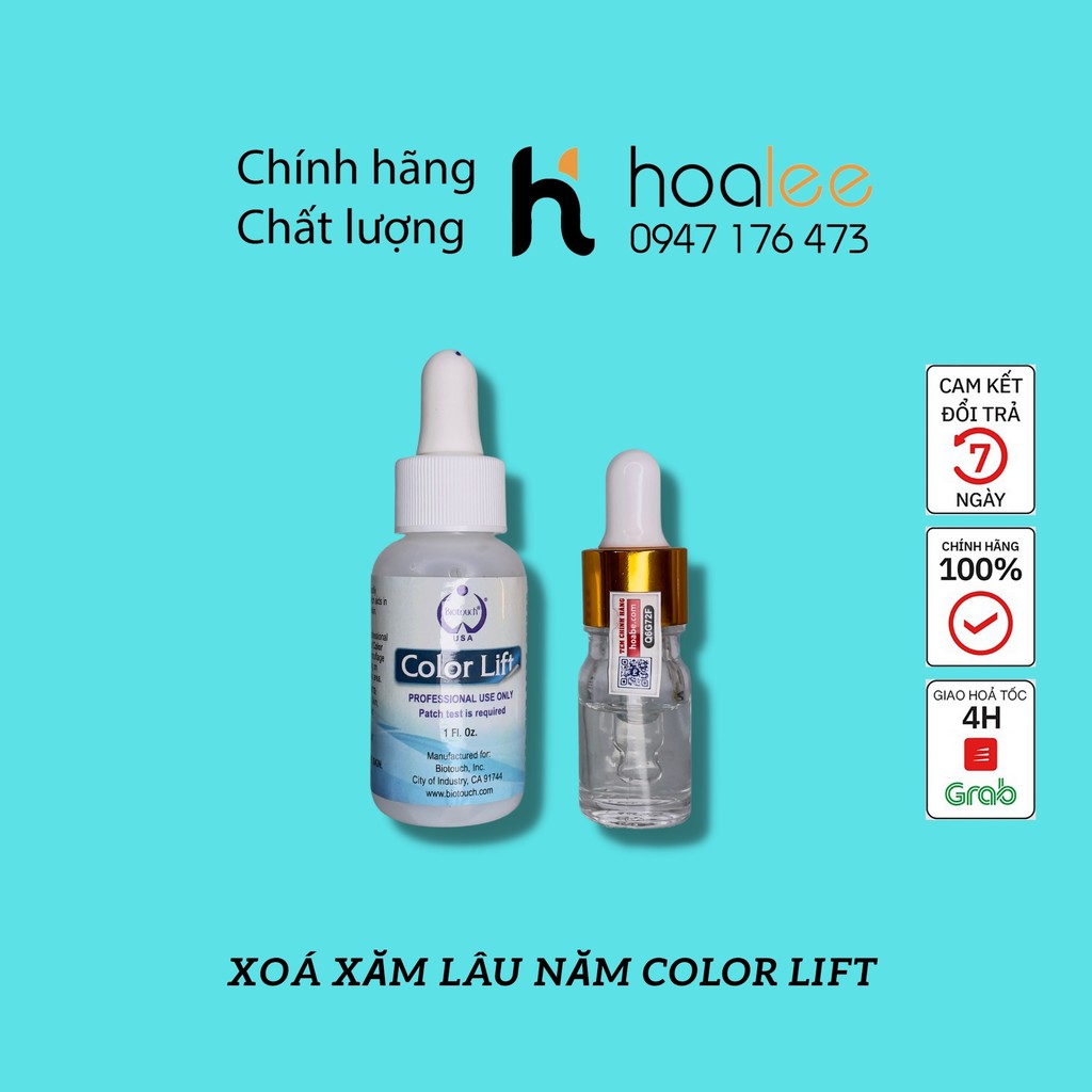 Xoá xăm Biotouch Color Lift Mỹ CHIẾT 5Ml giúp xoá hình xăm cũ, hạ màu lông mày