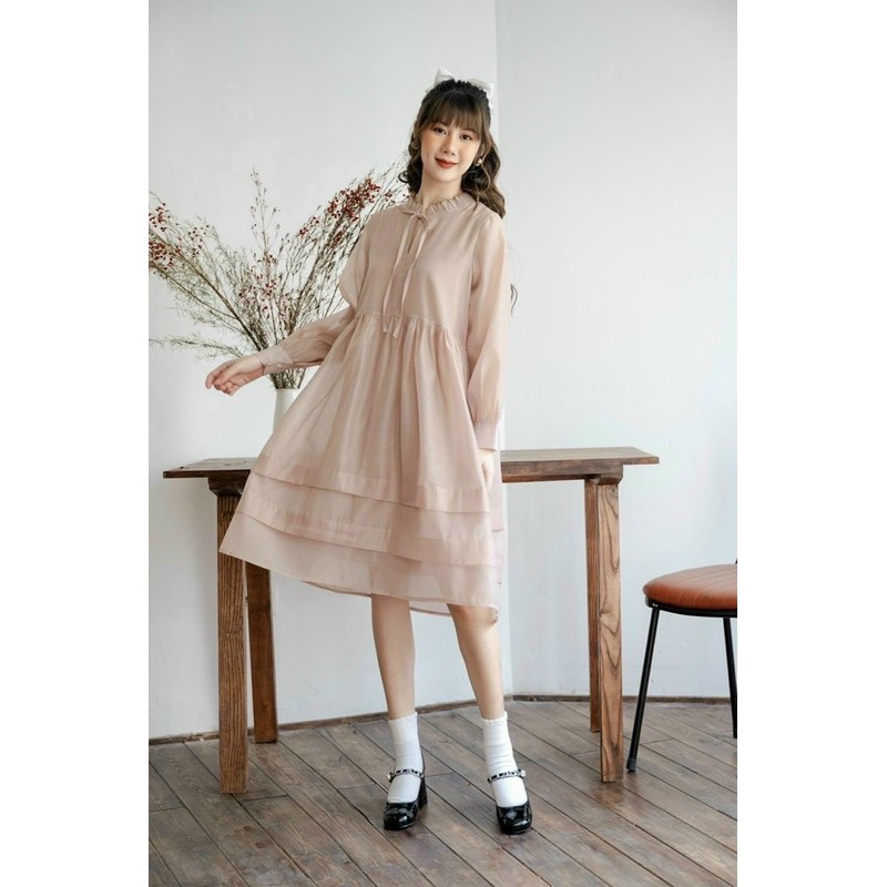 #Bigsize Đầm tơ babydoll nơ cổ | BigBuy360 - bigbuy360.vn